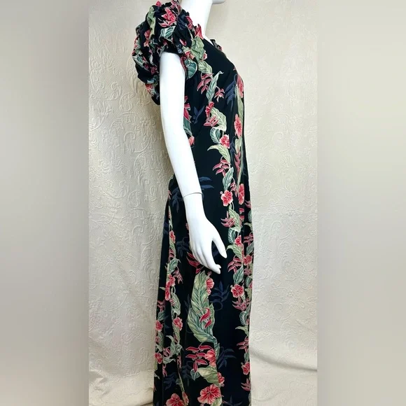 Vintage T&L Muumuu Factory Hawaii Floral Puff Sleeve Maxi Dress - Picture 9 of 16